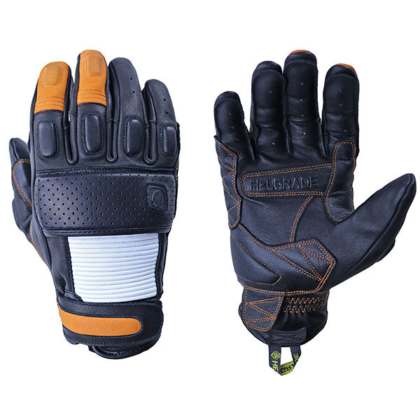 Helgrade Mens Rourke Leather Gloves - Orange/Black