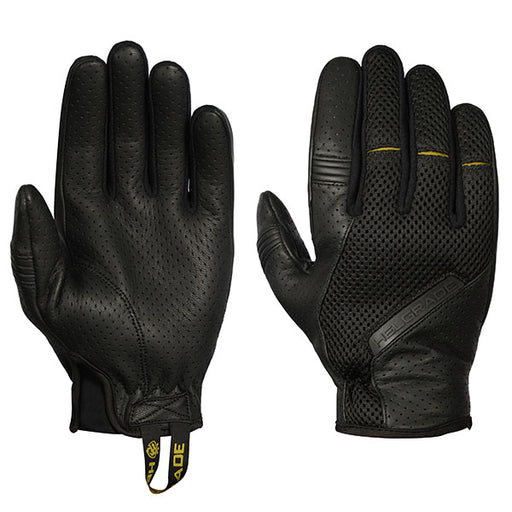 Helgrade Mens Beckford Leather and Mesh Gloves - Black