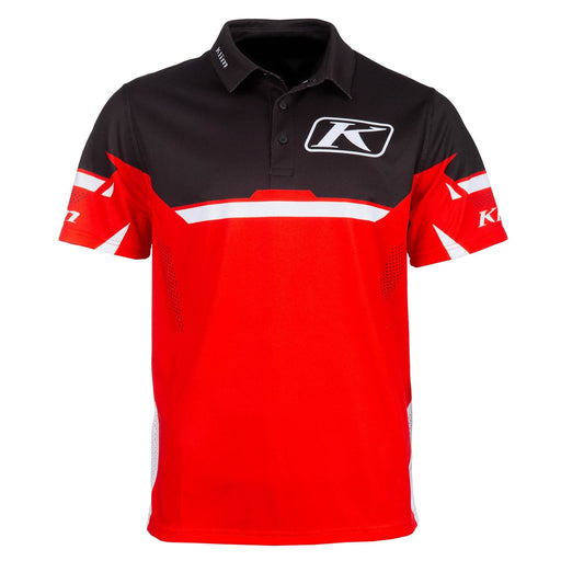 Klim Mens Launch Polo - Black - Fiery Red, front view