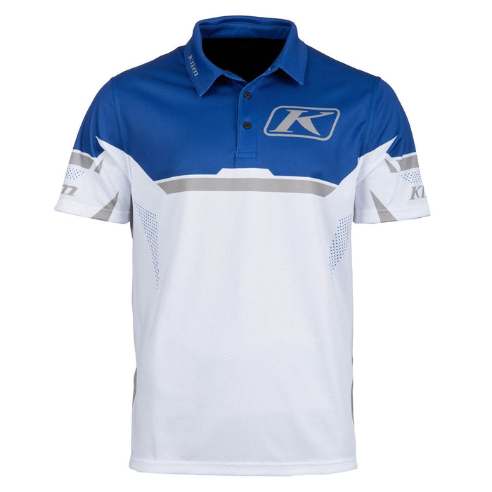 Klim Mens Launch Polo - Nightfall Blue - White, front view