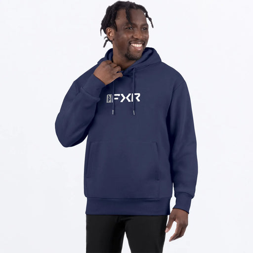 FXR Mens Mitered Cotton Pullover Hoodie - Midnight/Grey, front view