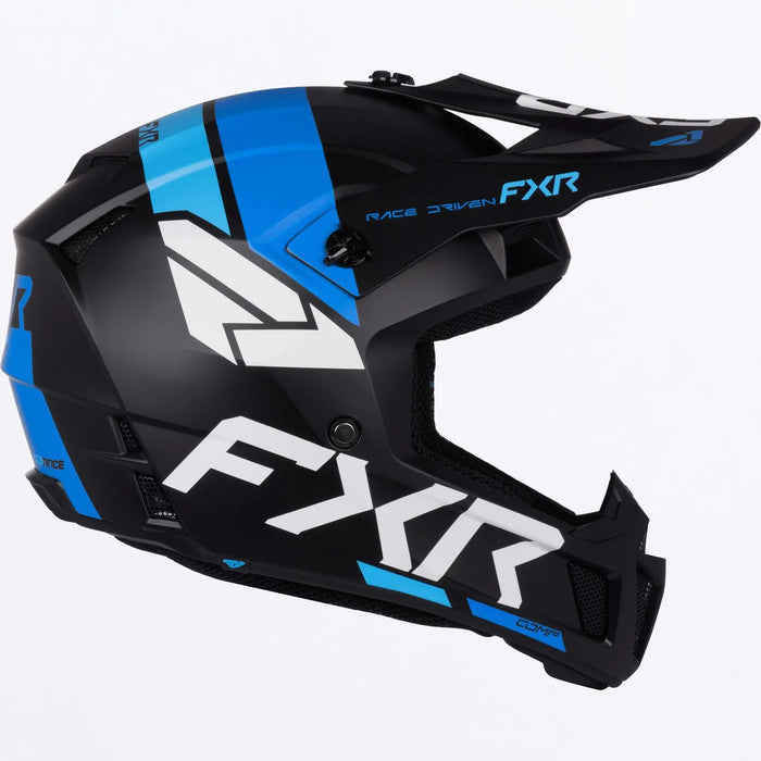 FXR Youth Clutch MX Helmet - Blue/Cyan, view 4