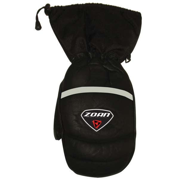 Zoan Mens Leather Polar Mitts - Black
