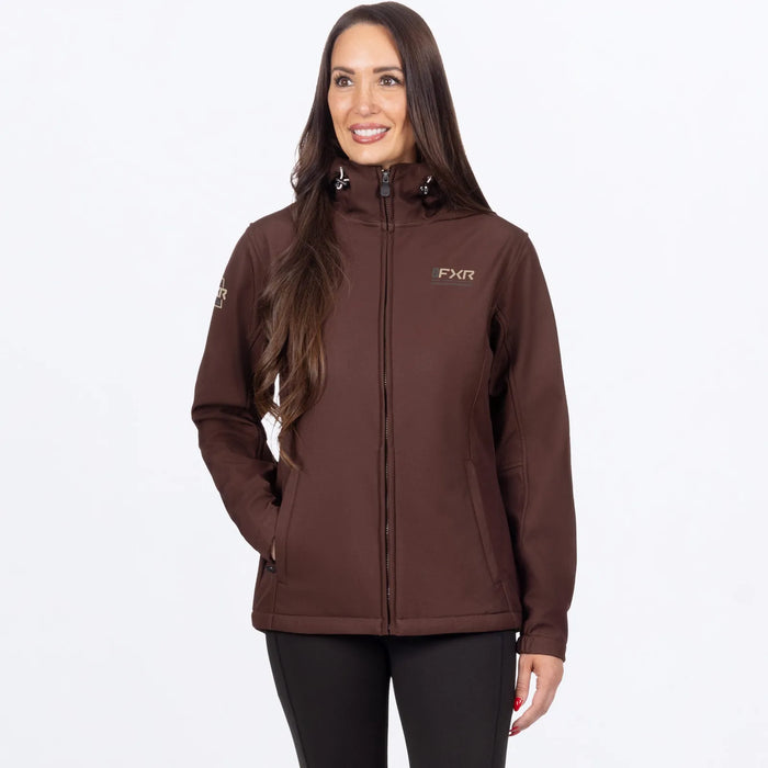 FXR Womens Hydrogen Softshell Jacket 2027 - Dark Cedar/Sand, view 2