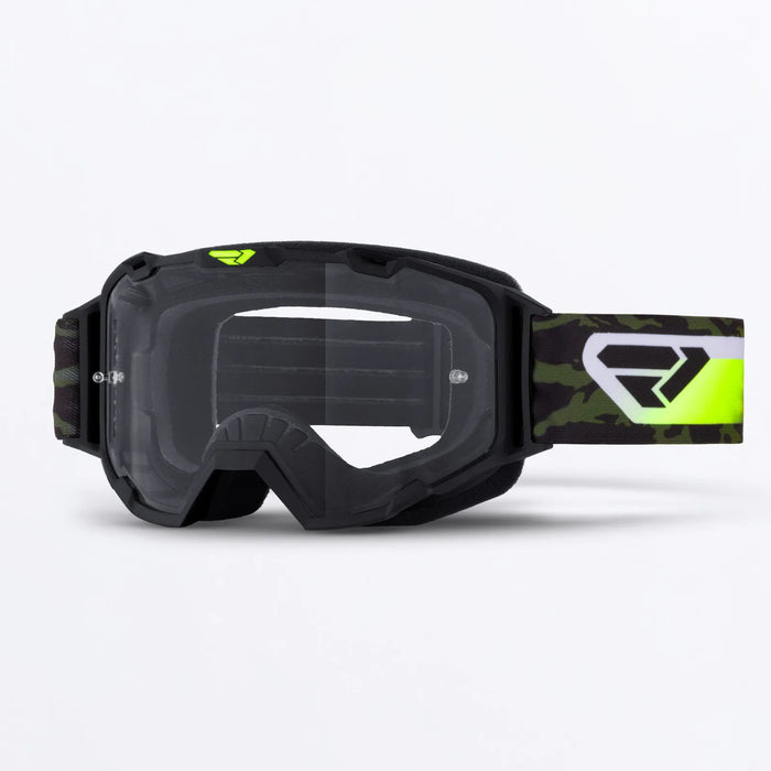 FXR Maverick Prime MX Goggle - Army Camo/HiVis, front view