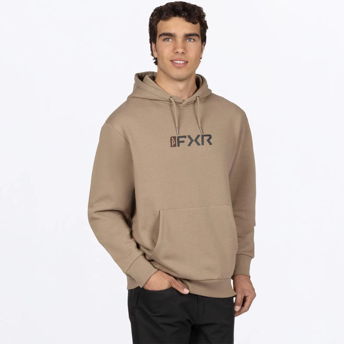 FXR Mens Mitered Cotton Pullover Hoodie - Canvas/Dark Cedar, front view