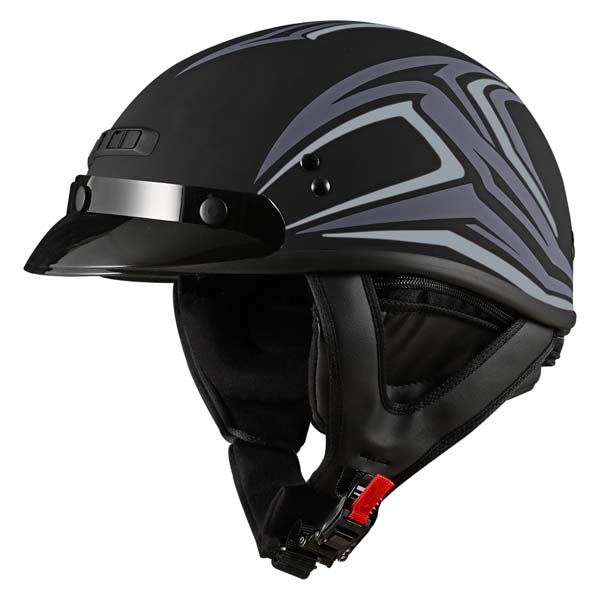 GMAX HH35 Derk Full Dressed Half Helmet - Black/Silver