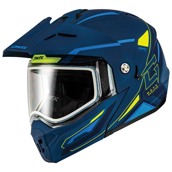 GMAX MD74 Spectre Modular Full Face Snow Helmet with Double Lens - Blue/High-Visibility