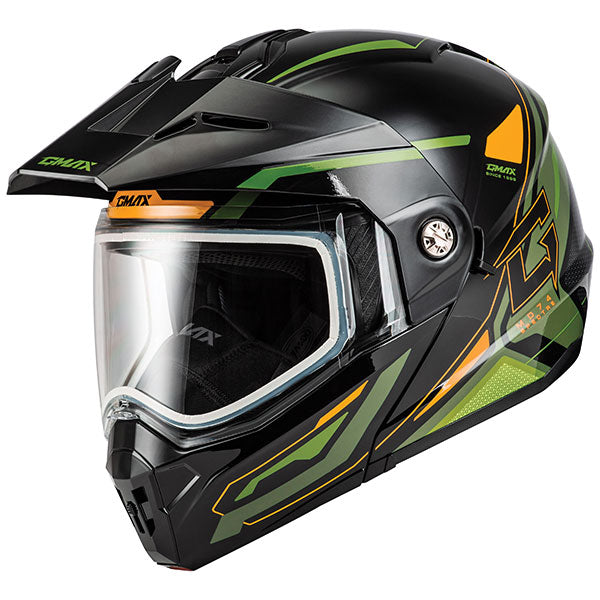 GMAX MD74 Spectre Modular Full Face Snow Helmet with Double Lens - Olive/Orange