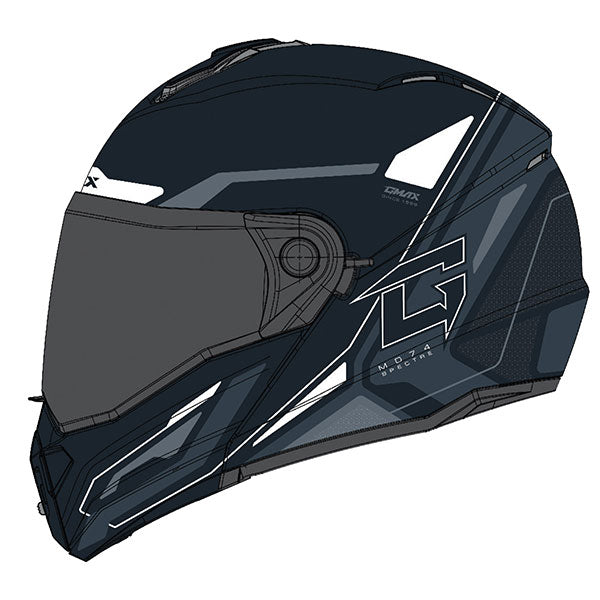 GMAX MD74 Spectre Modular Full Face Snow Helmet with Double Lens - Black/White