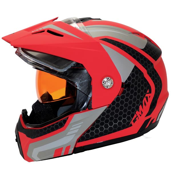 GMAX MD74 Lancer Modular Full Face Snow Helmet with Electric Lens - Red