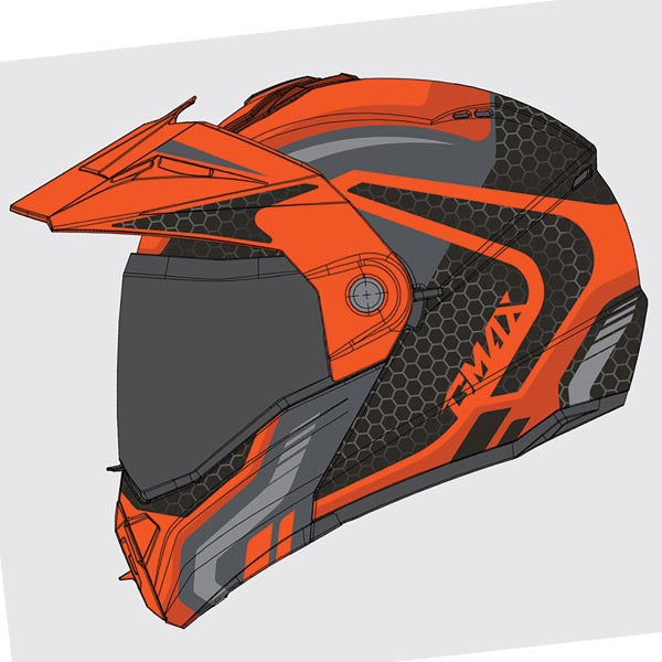 GMAX MD74 Lancer Modular Full Face Snow Helmet with Electric Lens - Orange