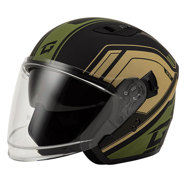 GMAX OF-87 Solid Open Face Helmet - Beige/Green
