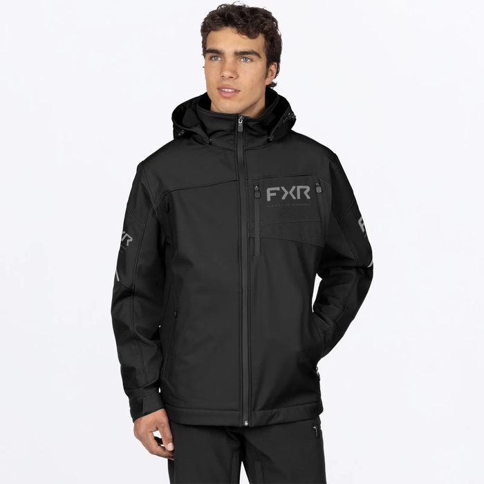 FXR Mens Ascend Softshell Jacket - Black/Grey, front view