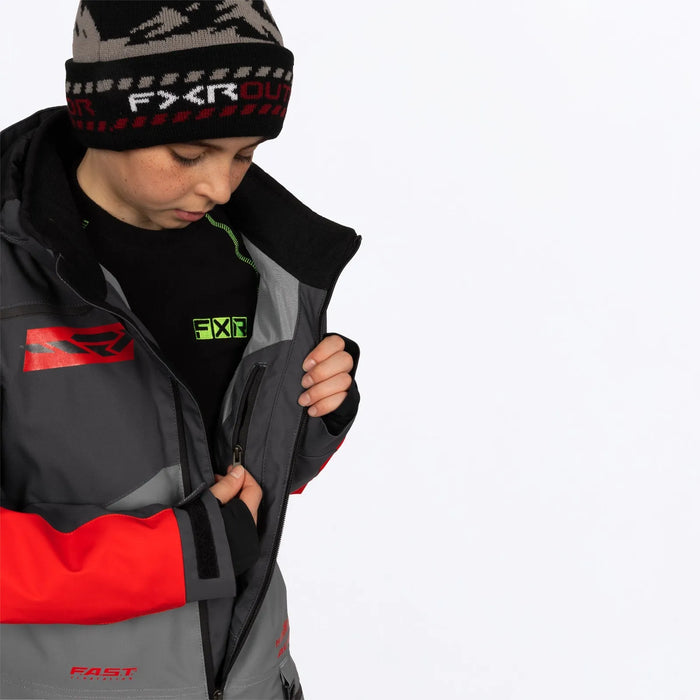 FXR Youth Vertical Monosuit - Ti/Asphalt/Red, view 11