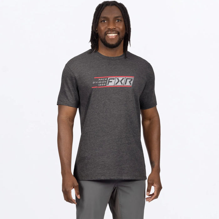 FXR Mens Rush Premium T-Shirt - Char Heather/Red, front view