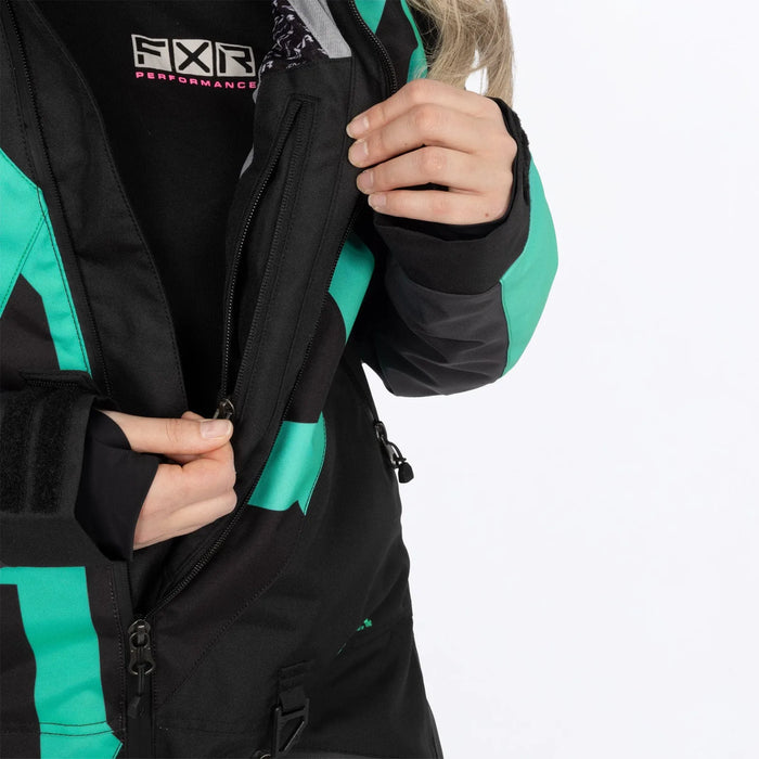 FXR Womens Cold Cross CX Lite Monosuit 2027 - Black/Asphalt/Mint, view 6