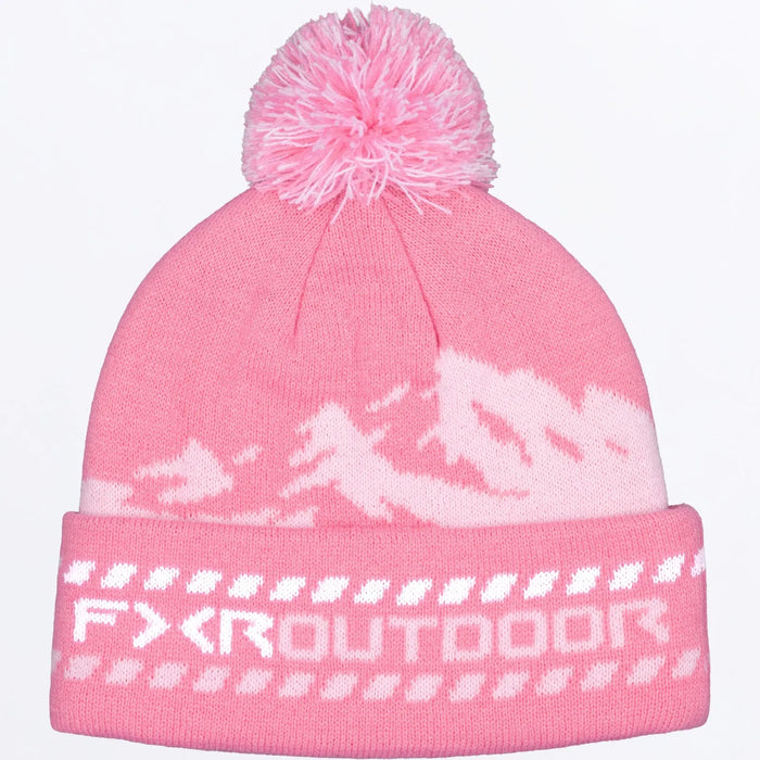 FXR Mountain Beanie - Dusty Rose/White, front view