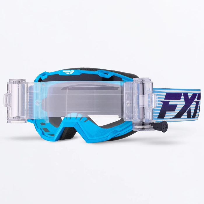 FXR Maverick Prime Roll-Off Goggle - Sky/Purple, front view