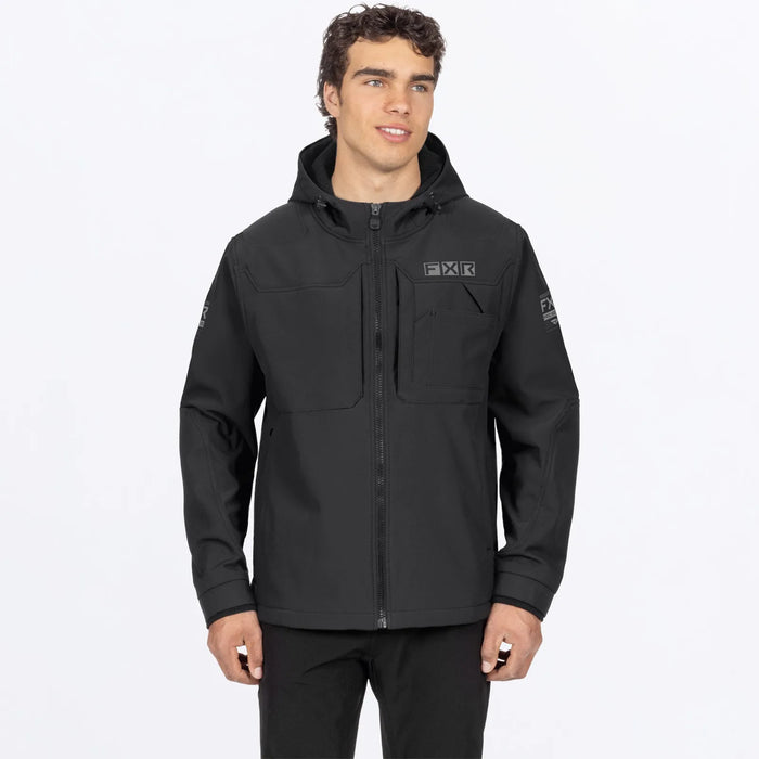 FXR Mens Stronghold Tech-Shell Jacket - Black, front view