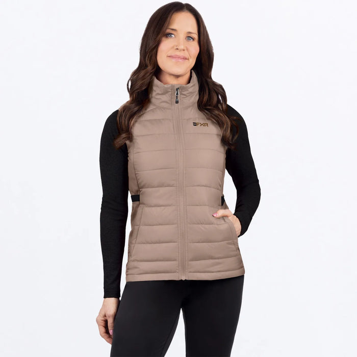 FXR Womens Phoenix Windproof Quilted Vest - Canvas/Black, front view