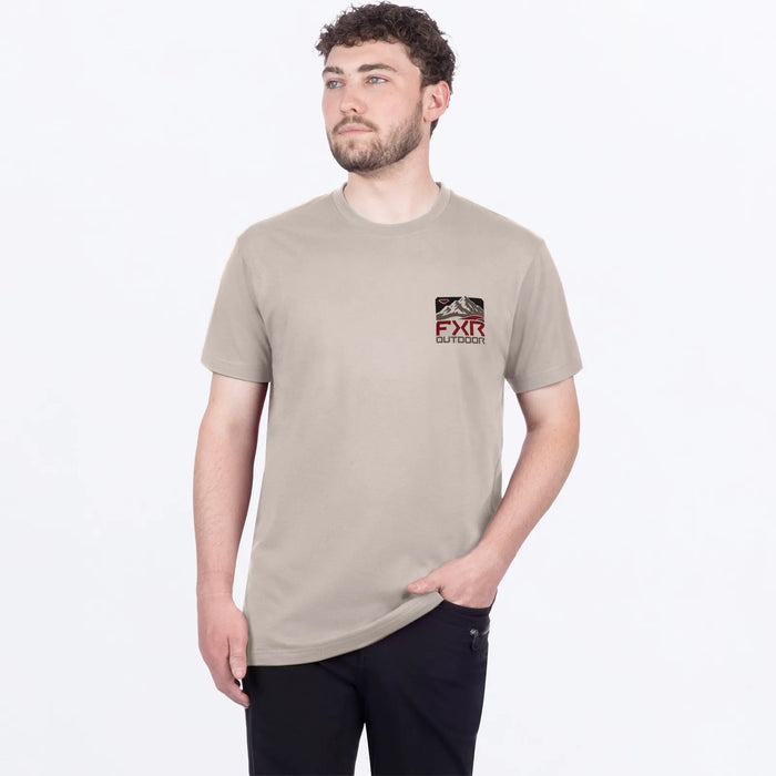 FXR Mens Mountain Premium T-Shirt - Sand/Oxblood, front view