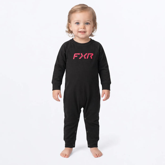 FXR Infant Stack Onesie - Black/Razz, front view