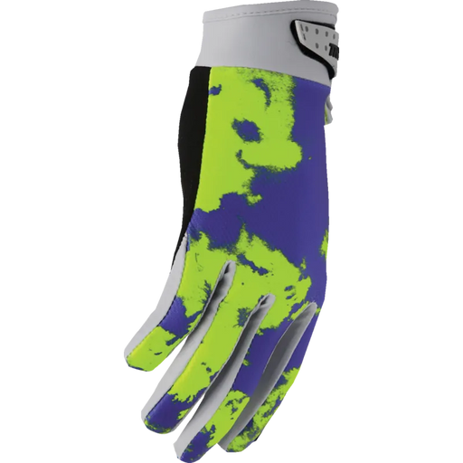 Thor Youth Launchmode Gloves - Bleach Gray/Acid - Front