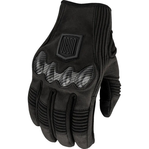 Icon Mens Long Track CX Gloves - Black - Front