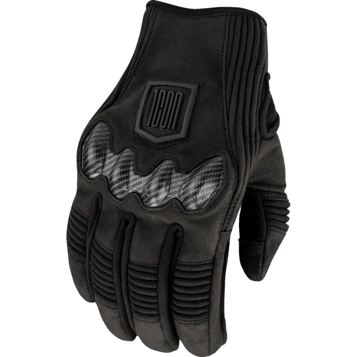 Icon Mens Long Track CX Gloves - Black - Front