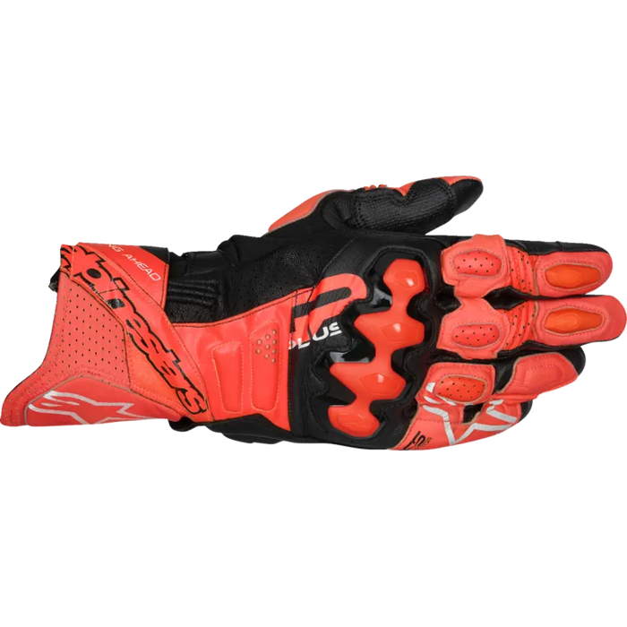 Alpinestars Mens GP Plus R V3 Leather Gloves - Bright Red/Fluo Red - Front