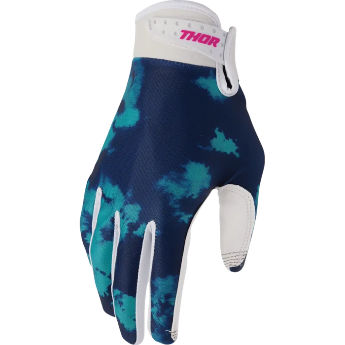 Thor Mens Launchmode Gloves - White/Aqua - Front