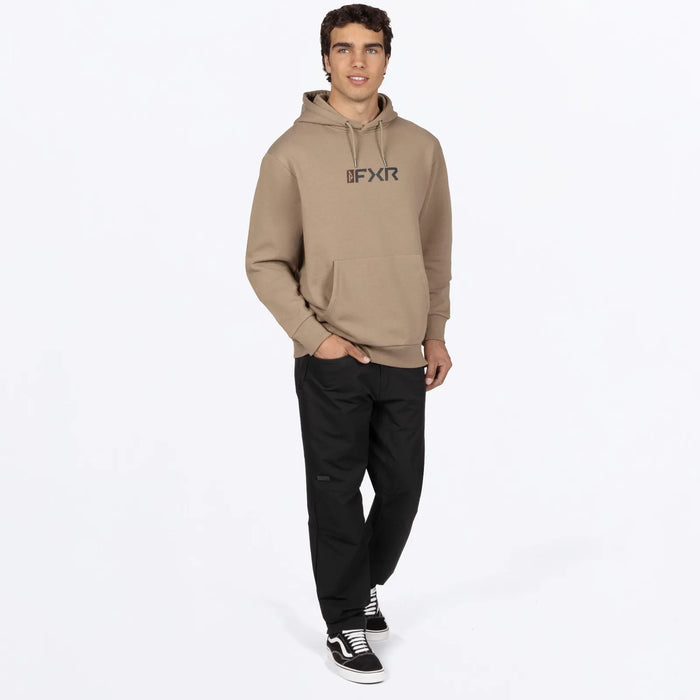 FXR Mens Mitered Cotton Pullover Hoodie - Canvas/Dark Cedar, view 3