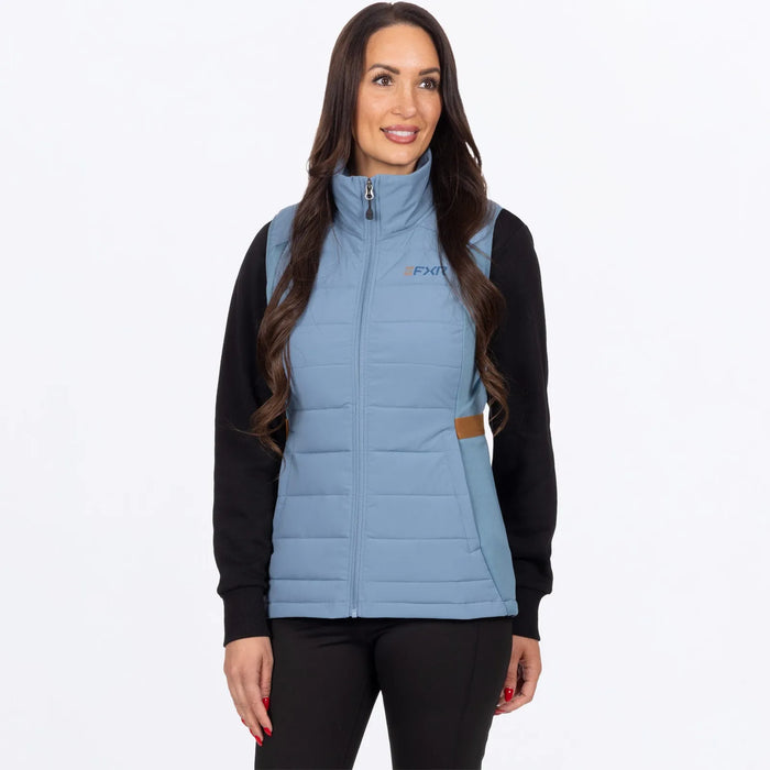 FXR Womens Phoenix Windproof Quilted Vest - Steel/Copper, front view