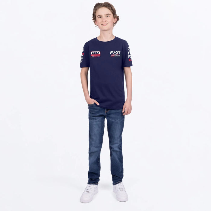 FXR Youth Race Div Premium T-Shirt - Navy/Red, view 4