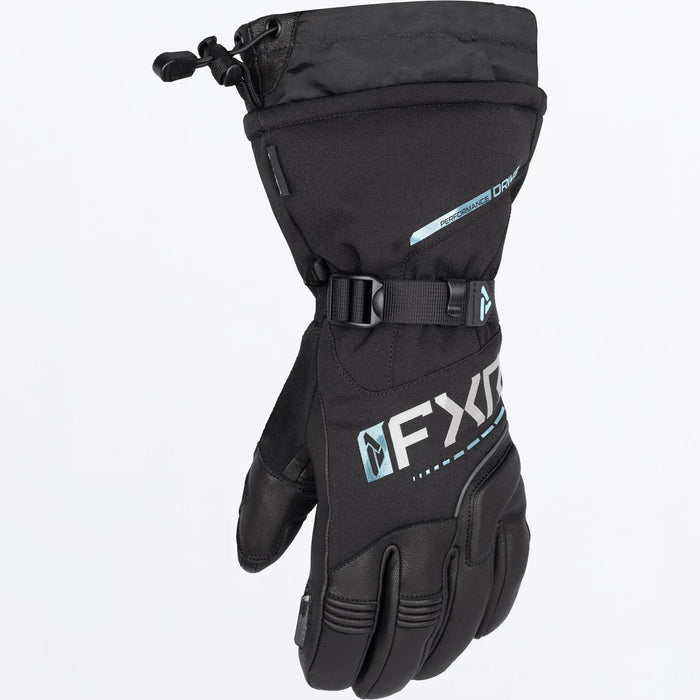 FXR Womens Fusion Glove 2027 - Black/Maui Blue, front view