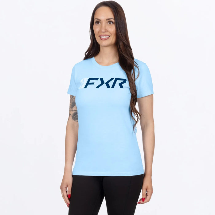 FXR Womens Mitered Premium T-Shirt - Sky Blue/Navy, view 2