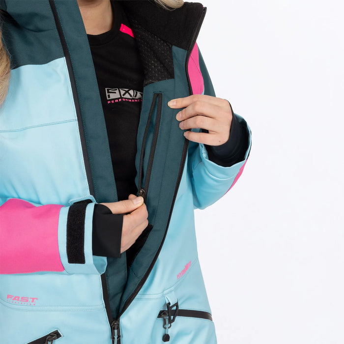 FXR Womens Revo F.A.S.T. Insulated Monosuit - Maui Blue/Steel/Blush, view 8
