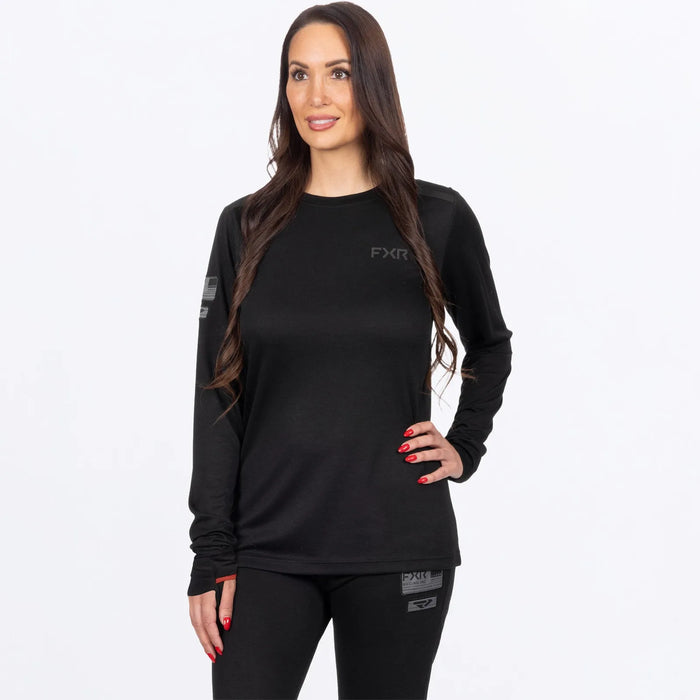 FXR Womens Vapor Merino Longsleeve - Black, front view