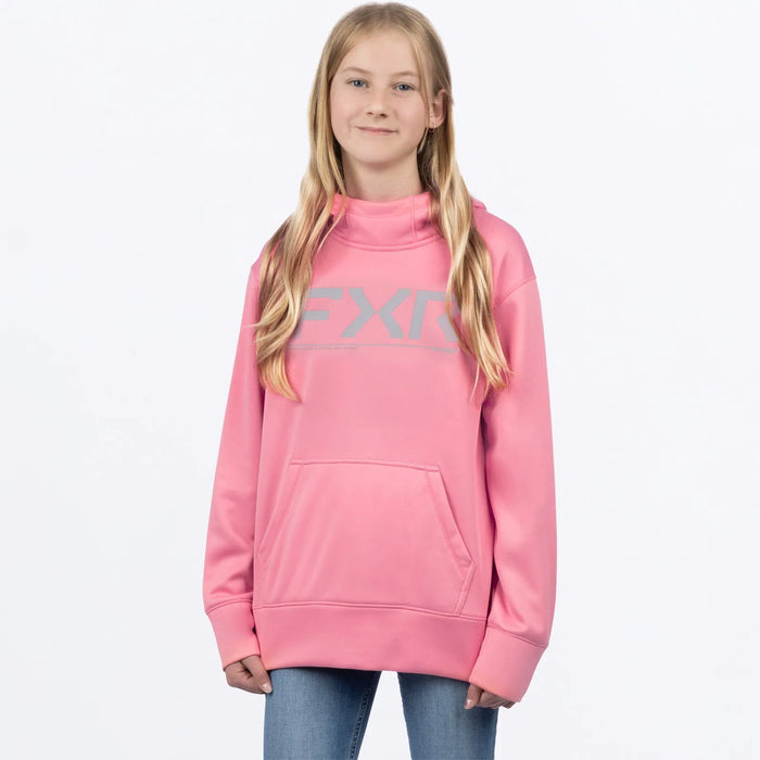 FXR Youth Hydrogen Tech Pullover Hoodie - Rose/Grey, front view