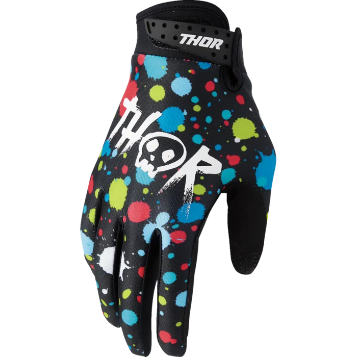 Thor Youth Launchmode Gloves - Splat Black - Front
