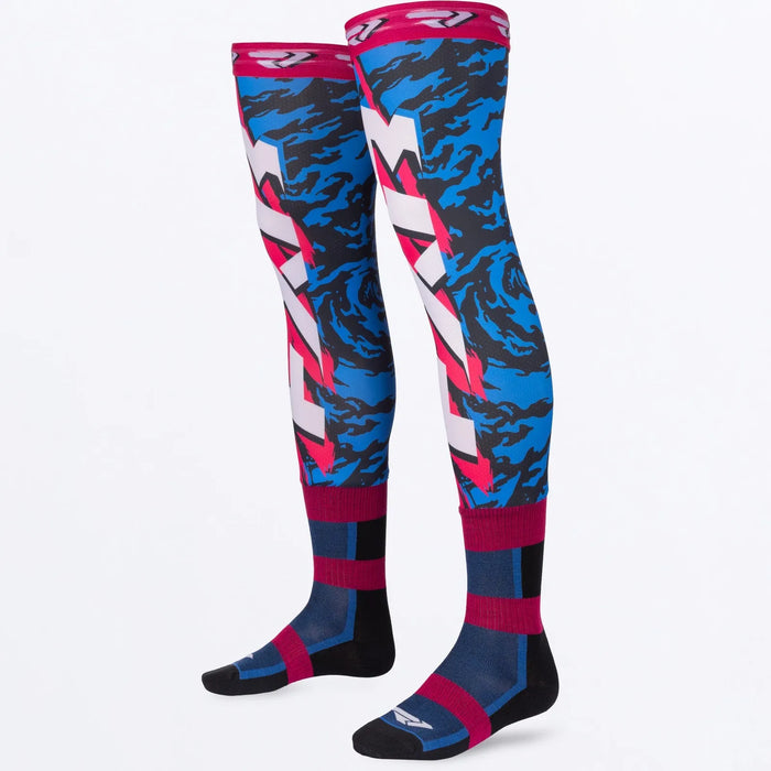FXR Riding Sock - Blue/Black/Razz, front view