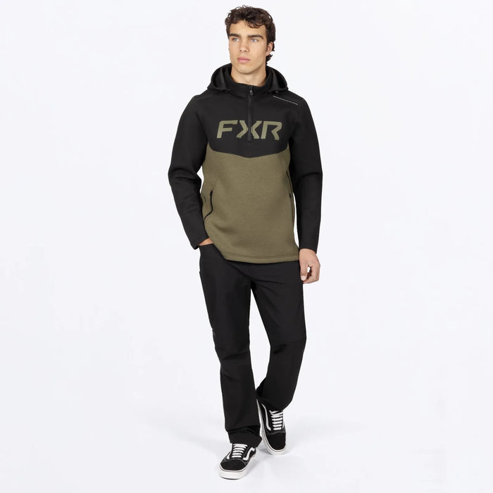 FXR Mens Altitude Tech 1/4 Zip Hoodie - Black/Moss, view 4