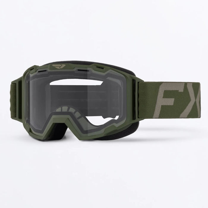 FXR Youth Maverick Clear Goggle 2027 - Army, front view