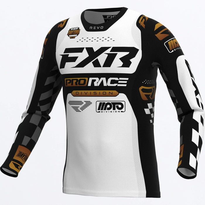 FXR Youth Revo Daytona MX Jersey - Black/White/Kash, front view