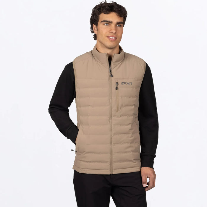 FXR Mens Podium Windproof Quilted Vest - Canvas/Black, front view