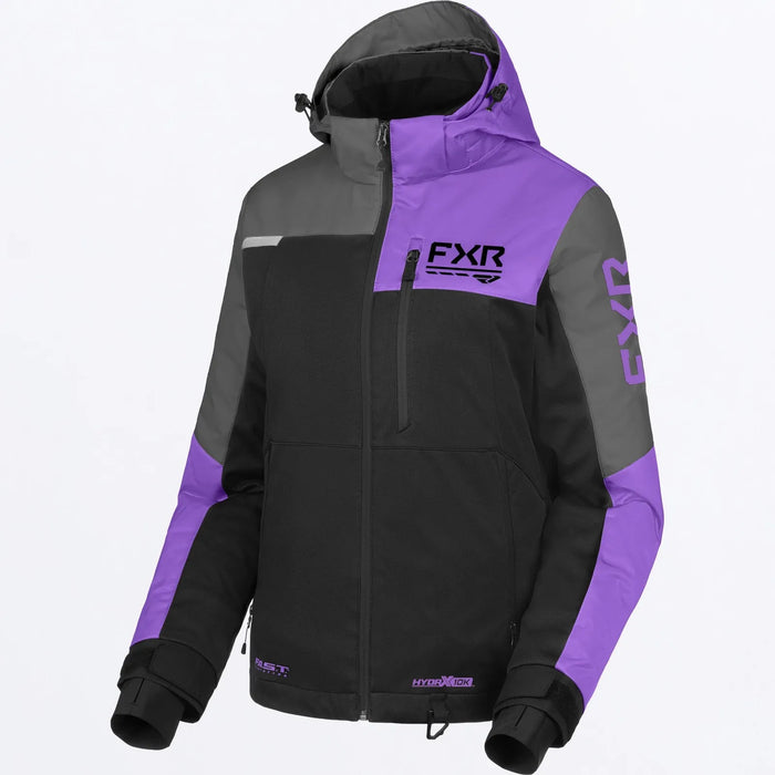 FXR Womens Fresh Jacket - Black/Amethyst/Char, front view