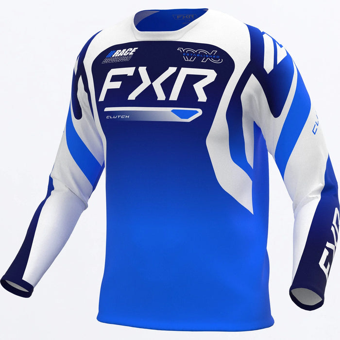 FXR Kids Clutch MX Jersey 2027 - Blue/Navy/White, front view