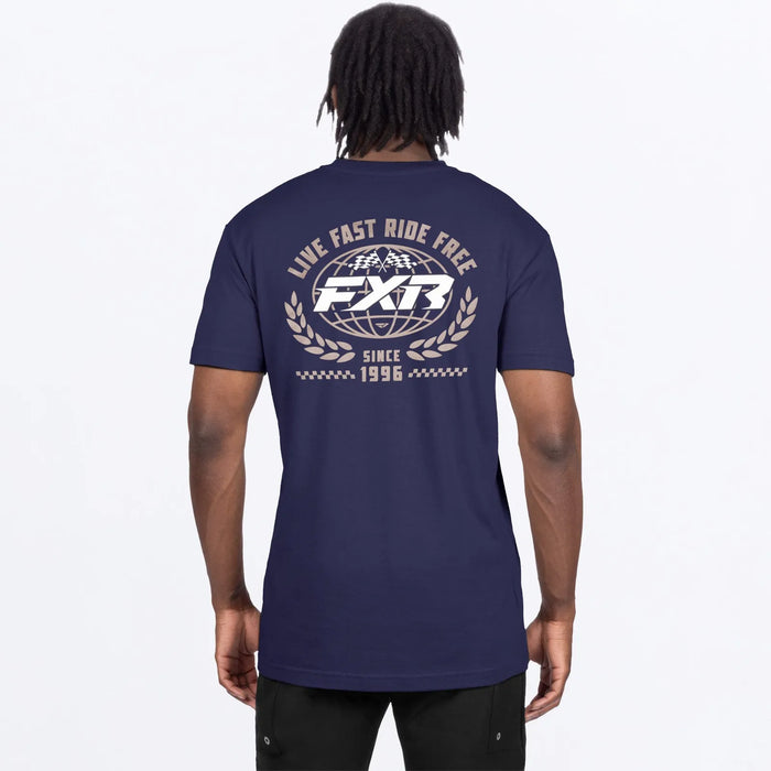 FXR Mens Worldwide Premium T-Shirt - Navy/Canvas, view 2