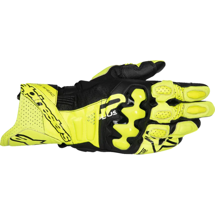 Alpinestars Mens GP Plus R V3 Leather Gloves - Fluo Yellow/Black - Front